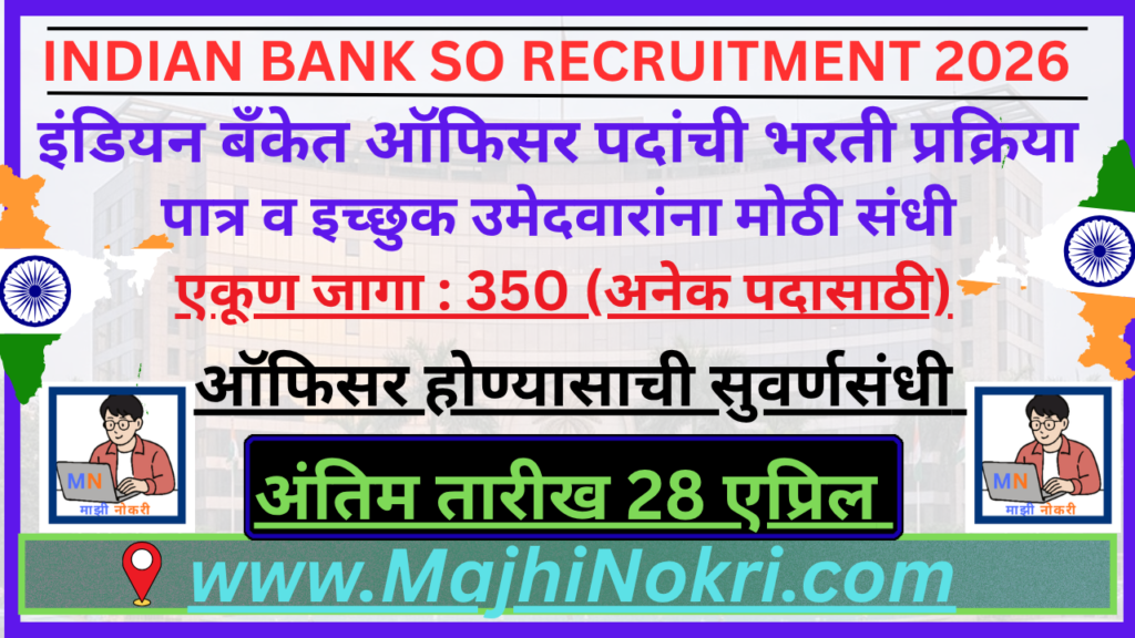 Indian Bank SO Recruitment 2026 Specialist Officer 350 Posts Notification